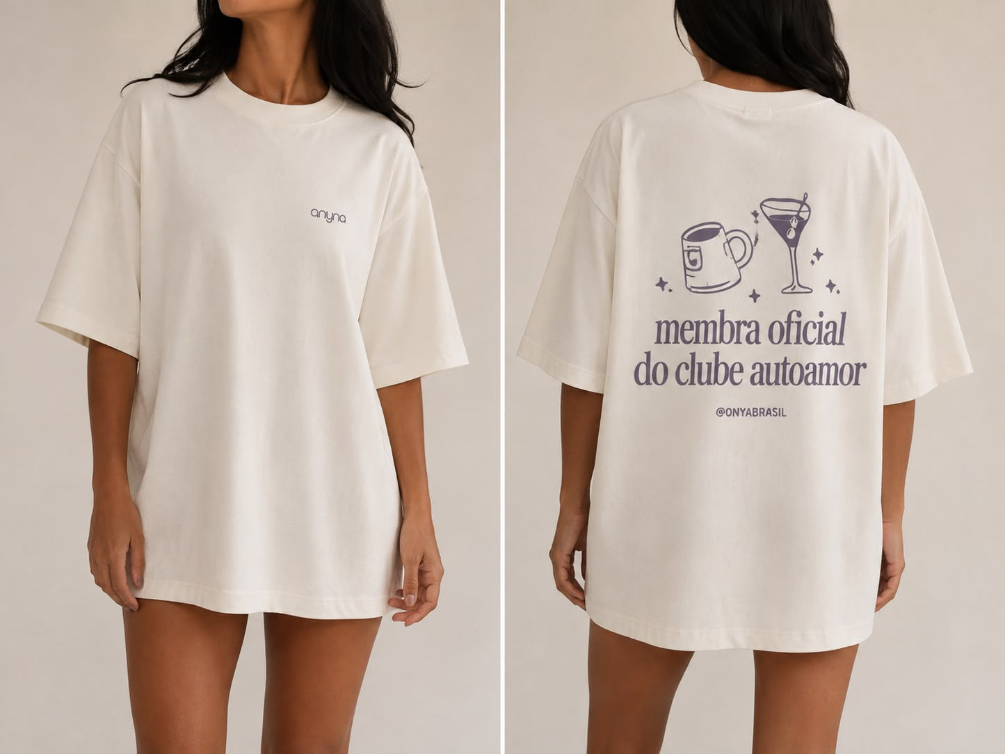Camiseta oversized clube autoamor off-white