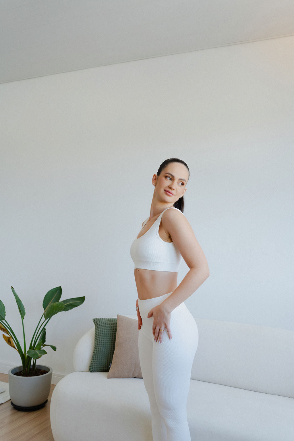 Conjunto canelado baunilha