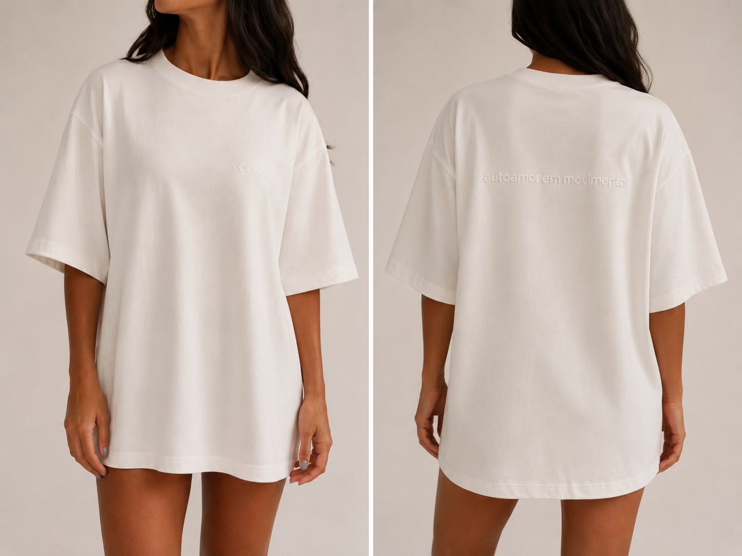 Camiseta oversized autoamor em movimento off-white